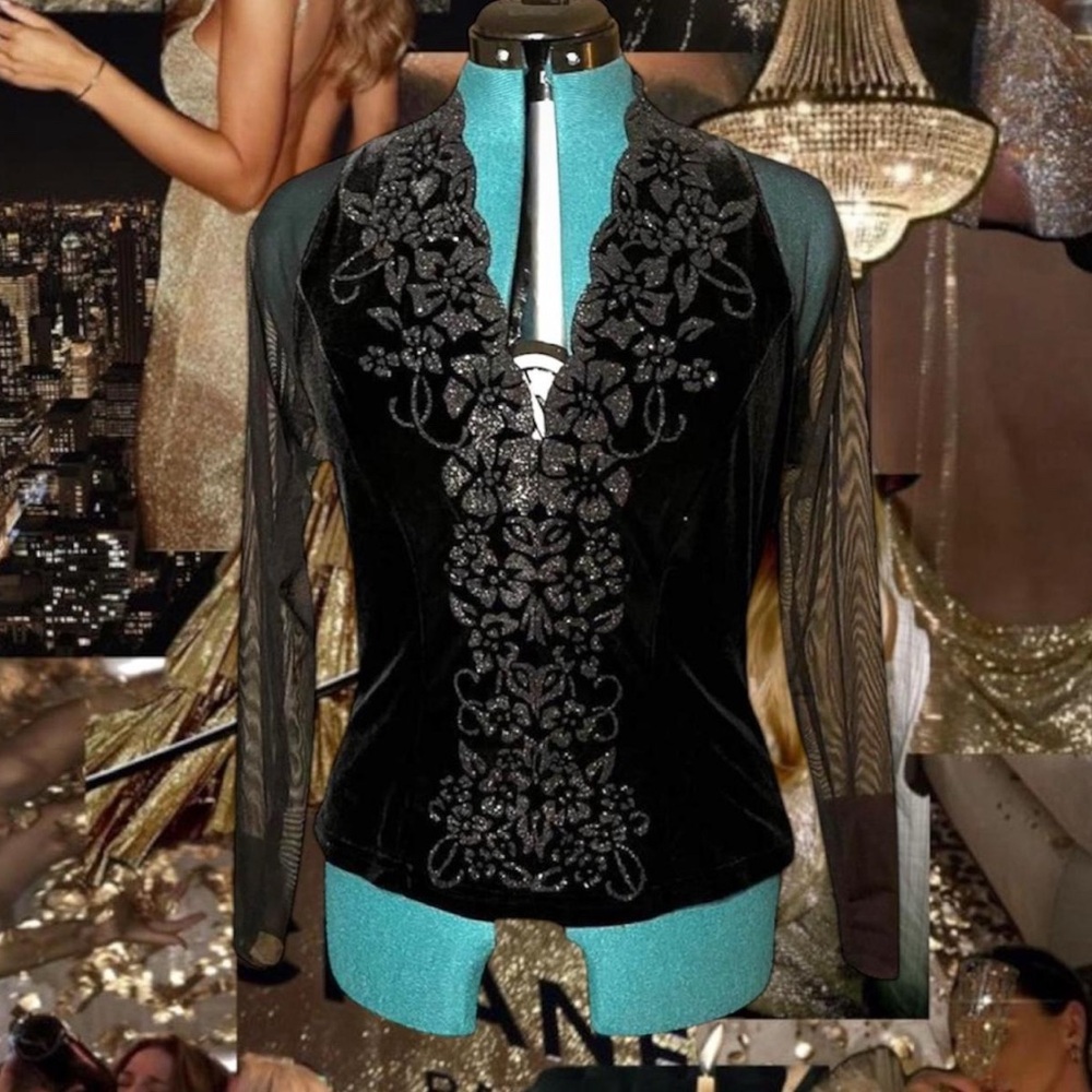 Mesh and Velvet Beaded top